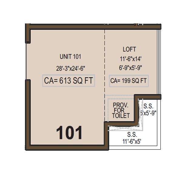 Floor plan of 613 Sq. Ft. Industrial Unit in Tower Industrial Park, Thane