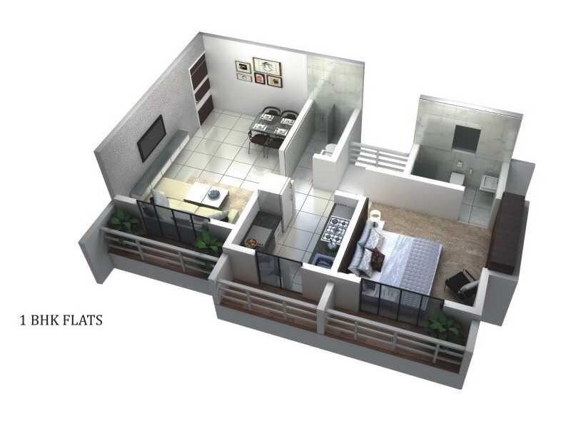 Floor plan of 1 BHK Apartment - 501 sq. ft. in Trimity Ashwa, Thane