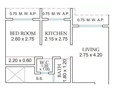 1 BHK 335 Sq. Ft. Apartment in Tritonia Man Mandir