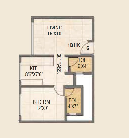 1 BHK 431 Sq. Ft. Apartment in Triveni Crown