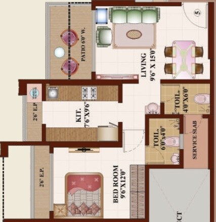 Floor plan of 1 BHK 405 Sq. Ft. Apartment in Triveni Dynamic Ultima Bliss, Thane