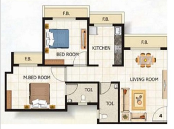 2 BHK 496 Sq. Ft. Apartment in Tulsi Signature