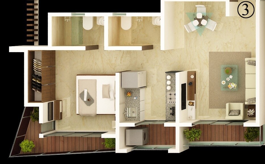 Floor plan of 1 BHK 460 Sq. Ft. Apartment in Unique Estate, Thane