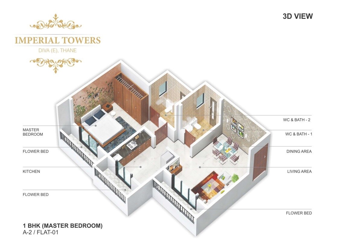 Floor plan of 1 BHK 465 Sq. Ft. Apartment in Unique Imperial Tower, Thane