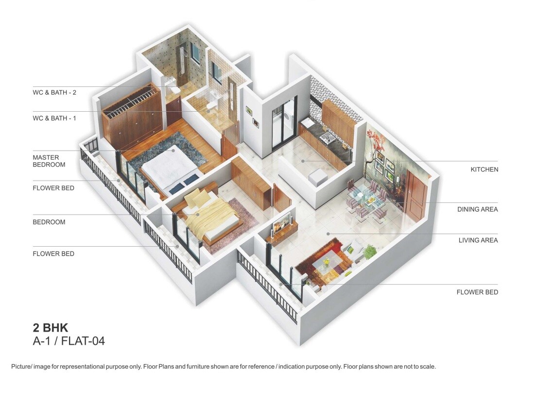 Floor plan of 2 BHK 650 Sq. Ft. Apartment in Unique Imperial Tower, Thane