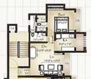 Floor plan of 1 BHK 451 Sq. Ft. Apartment in Unique Orbit I, Thane