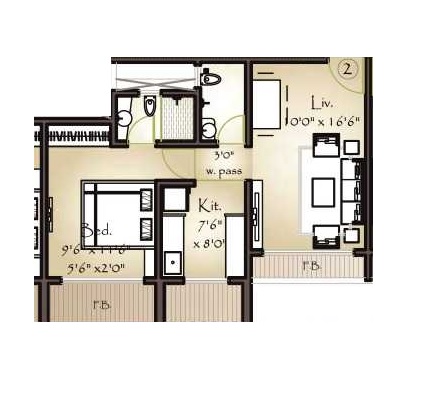 1 BHK 423 Sq. Ft. Apartment in Unique Orbit II