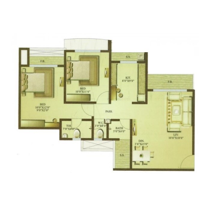 2 BHK 679 Sq. Ft. Apartment