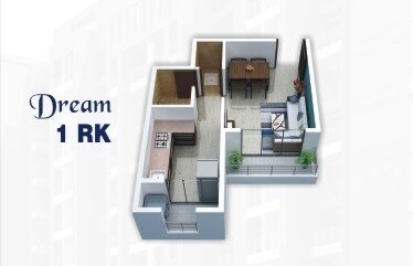 Floor plan of Studio - 265 sq. ft. in Unity Dream Home, Thane