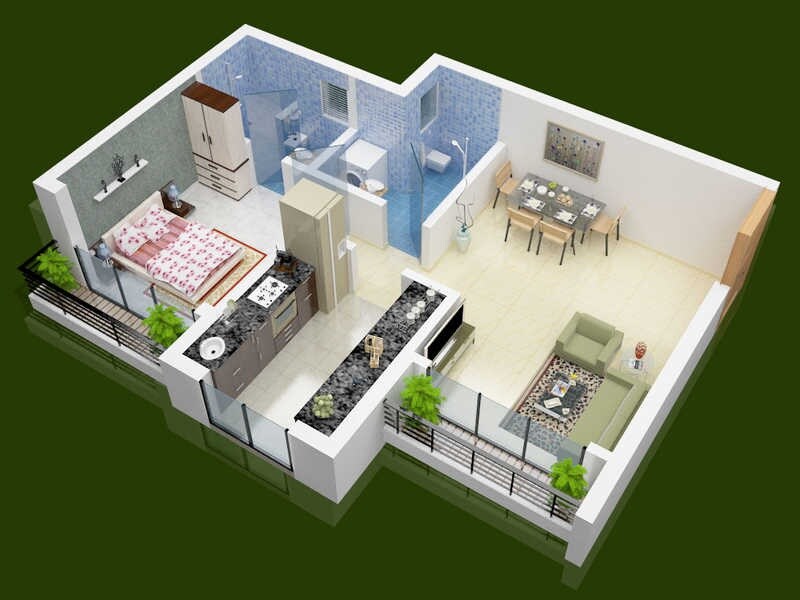 Floor plan of 1 BHK Apartment - 680 sq. ft. in Ushakiran Residency, Thane