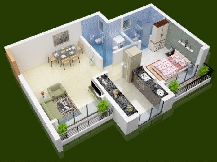 Floor plan of 1 BHK Apartment - 745 sq. ft. in Ushakiran Residency, Thane