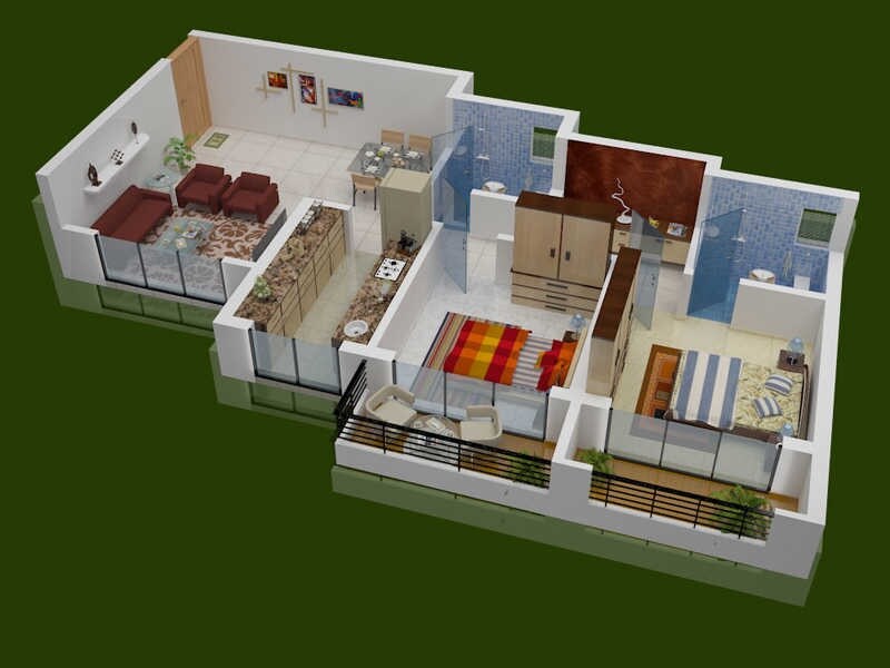 Floor plan of 2 BHK Apartment - 850 sq. ft. in Ushakiran Residency, Thane