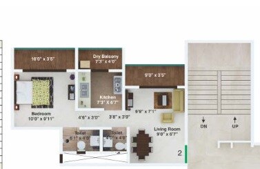 Floor plan of 1 BHK 592 Sq. Ft. Apartment in V V Serena, Thane