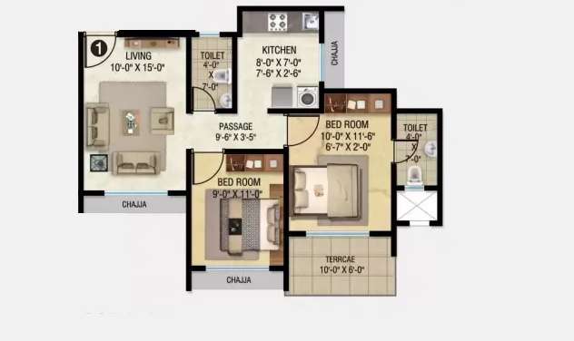 vadilal chanakya b wing apartment 2 bhk 568sqft 20235824115808