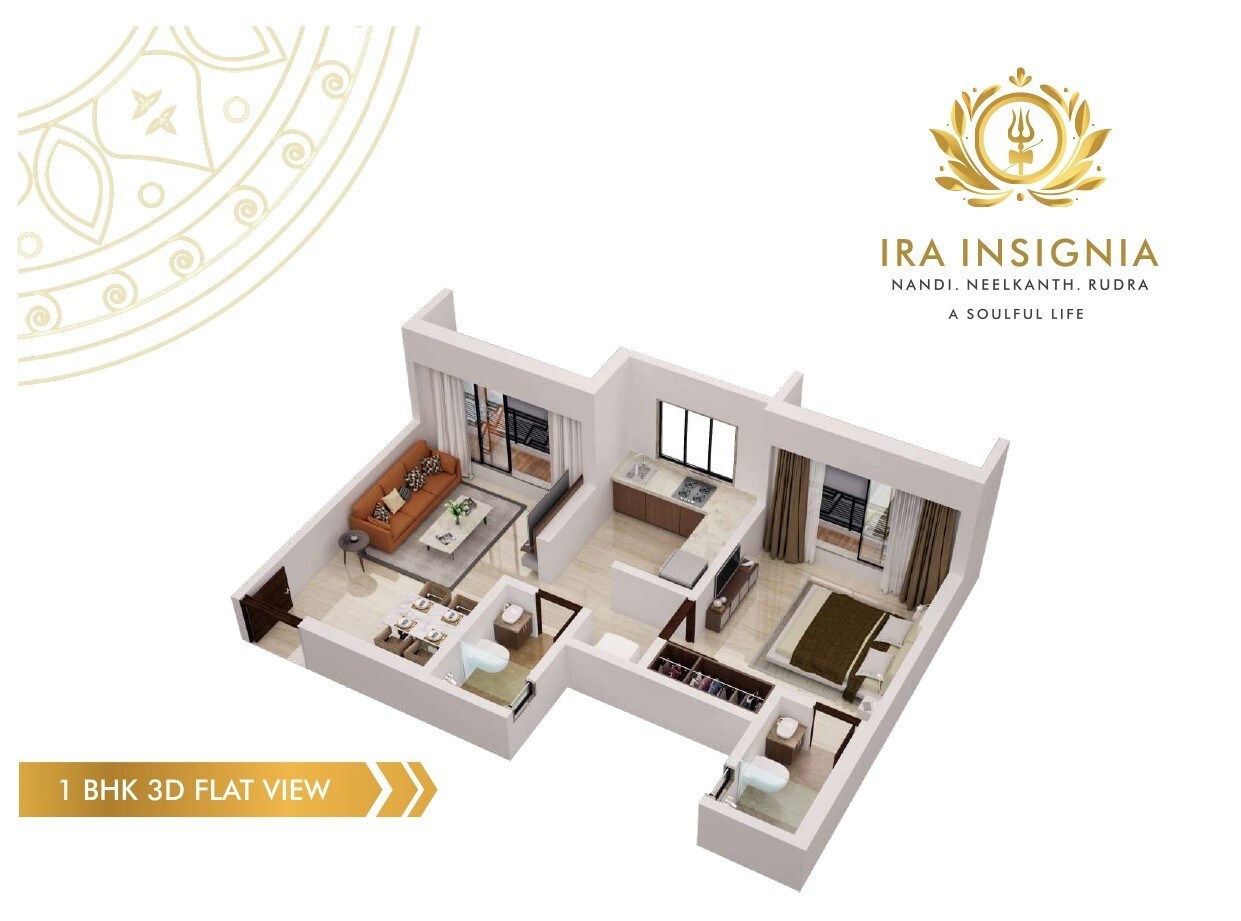 Floor plan of 1 BHK Apartment - 514 sq. ft. in Vador Ira Insignia, Thane