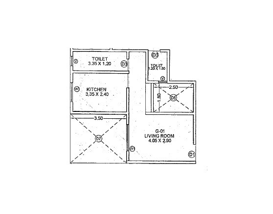Floor plan of 256 Sq. Ft. Studio in Vaishnavi Dham Complex, Thane