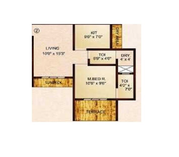 Floor plan of 1 BHK 374 Sq. Ft. Apartment in Vaishnavi Highlife, Thane