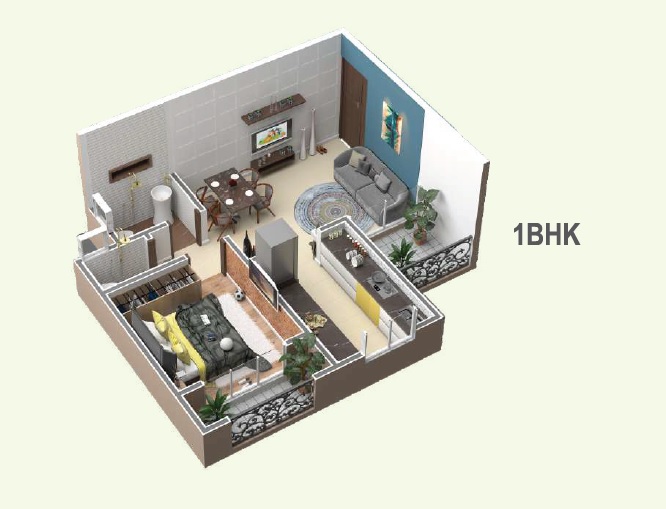 1 BHK 314 Sq. Ft. Apartment in Vaishnavi Pride Kalyan