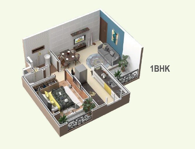 Floor plan of 1 BHK 314 Sq. Ft. Apartment in Vaishnavi Pride Kalyan, Thane