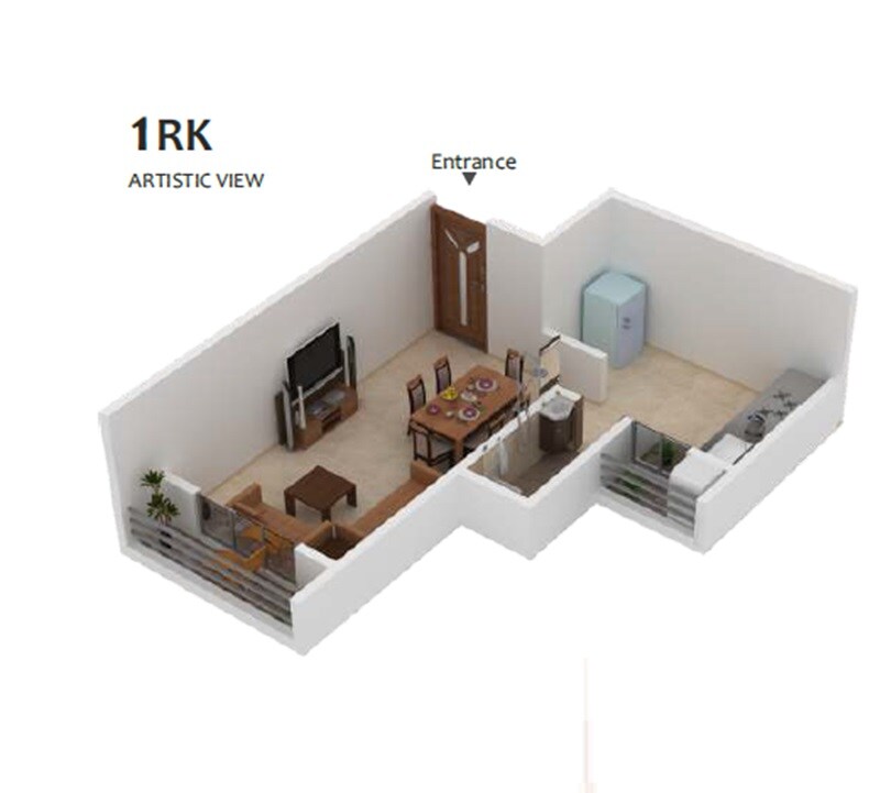 Floor plan of 190 Sq. Ft. Studio in Vardhaman Maruti, Thane