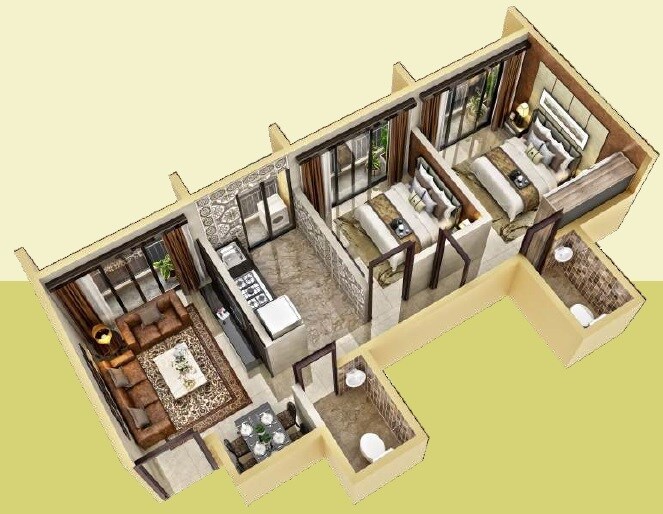 2 BHK 574 Sq. Ft. Apartment