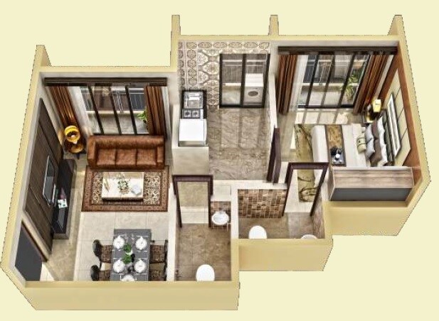 1 BHK 387 Sq. Ft. Apartment