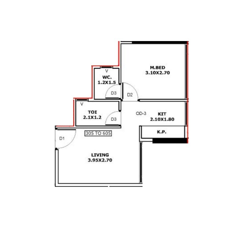 1 BHK 318 Sq. Ft. Apartment