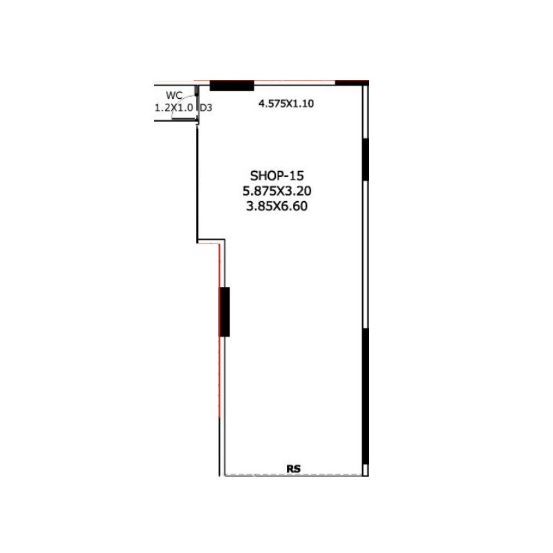 Floor plan of 545 Sq. Ft. Retail Shop in Vasani Dream City, Thane
