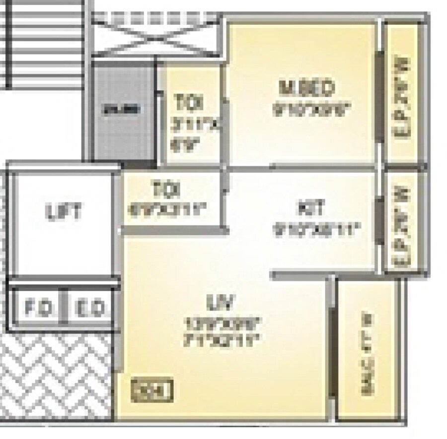 Floor plan of 1 BHK 441 Sq. Ft. Apartment in Vastu Amikumbh, Thane