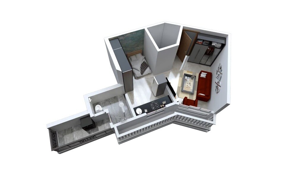 Floor plan of 1 BHK 416 Sq. Ft. Apartment in Vastu Sanctity, Thane