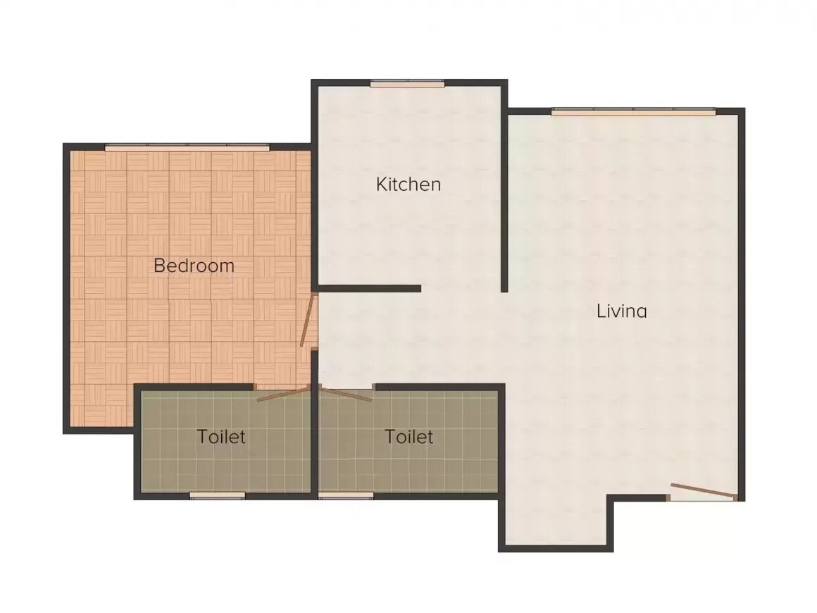 Floor plan of 1 BHK 413 Sq. Ft. Apartment in Vasudev Sky High, Thane