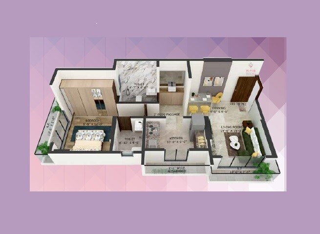 Floor plan of 1 BHK 500 Sq. Ft. Apartment in Vasudha Geetant Ashray, Thane