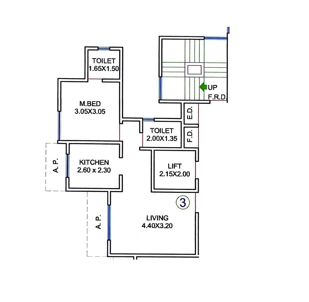 Floor plan of 1 BHK 506 Sq. Ft. Apartment in Vavya Shree Ram Heights, Thane