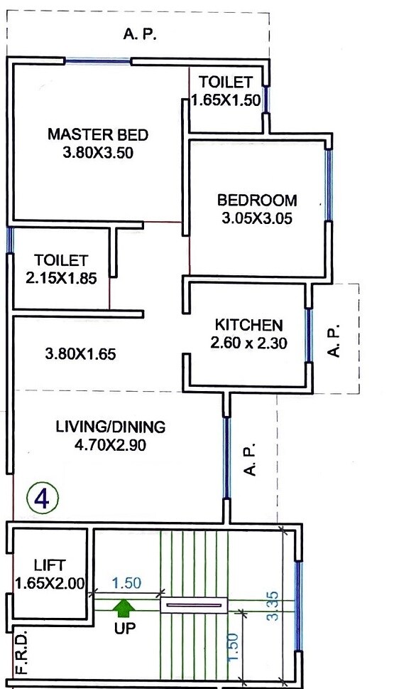 Floor plan of 2 BHK 659 Sq. Ft. Apartment in Vavya Shree Ram Heights, Thane
