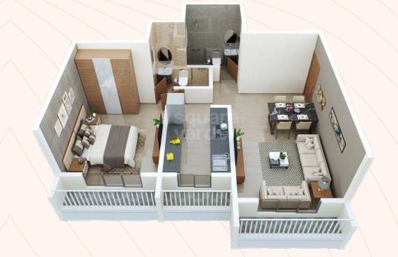 Floor plan of 1 BHK 484 Sq. Ft. Apartment in VB Veer Vishwa, Thane