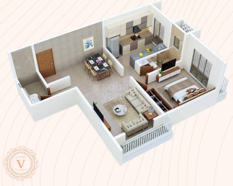 Floor plan of 1 BHK 548 Sq. Ft. Apartment in VB Veer Vishwa, Thane