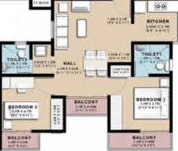 Floor plan of 2 BHK 715 Sq. Ft. Apartment in VBHC Vaibhav Vasind Hills, Thane