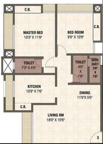 Floor plan of 1 BHK 375 Sq. Ft. Apartment in Velocity Hill Spring, Thane