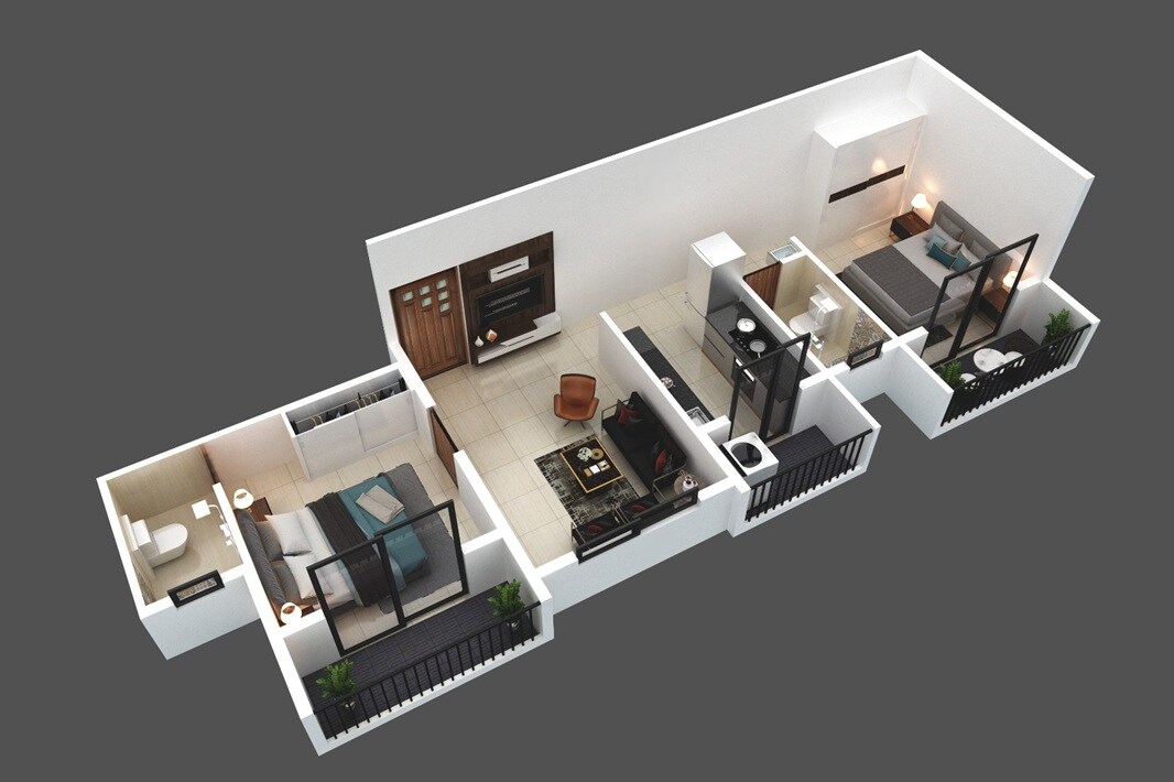2 BHK 624 Sq. Ft. Apartment