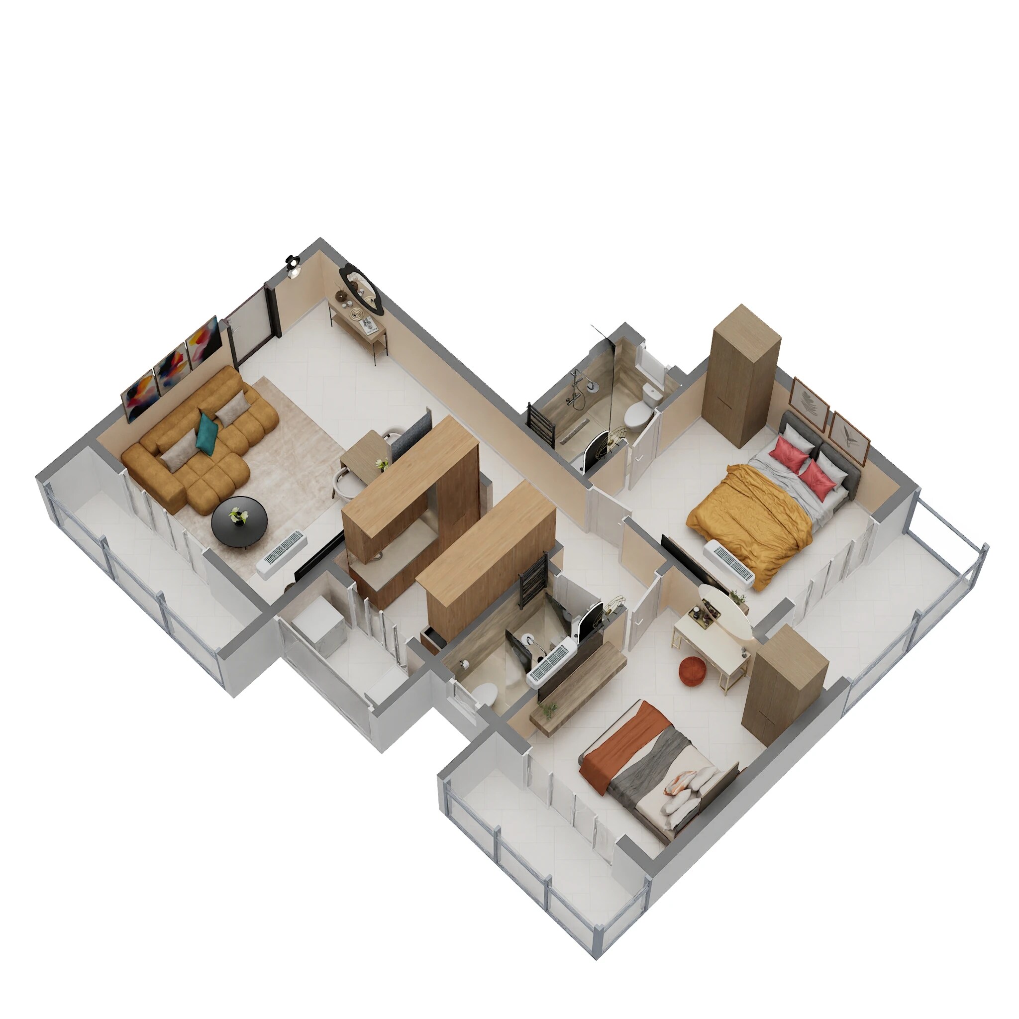 Floor plan of 2 BHK 624 Sq. Ft. Apartment in Veritas Parshuram Tulip, Thane