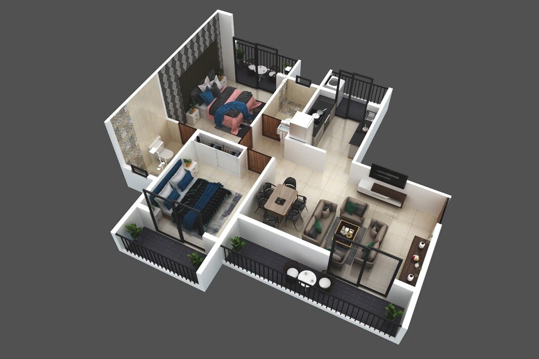 2 BHK 745 Sq. Ft. Apartment