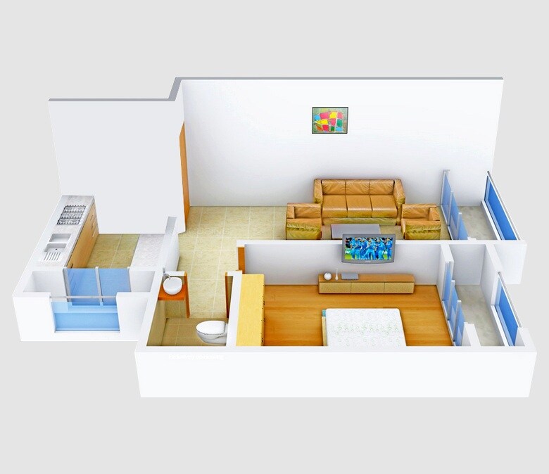 Floor plan of 1 BHK 392 Sq. Ft. Apartment in Versatile Valley, Thane