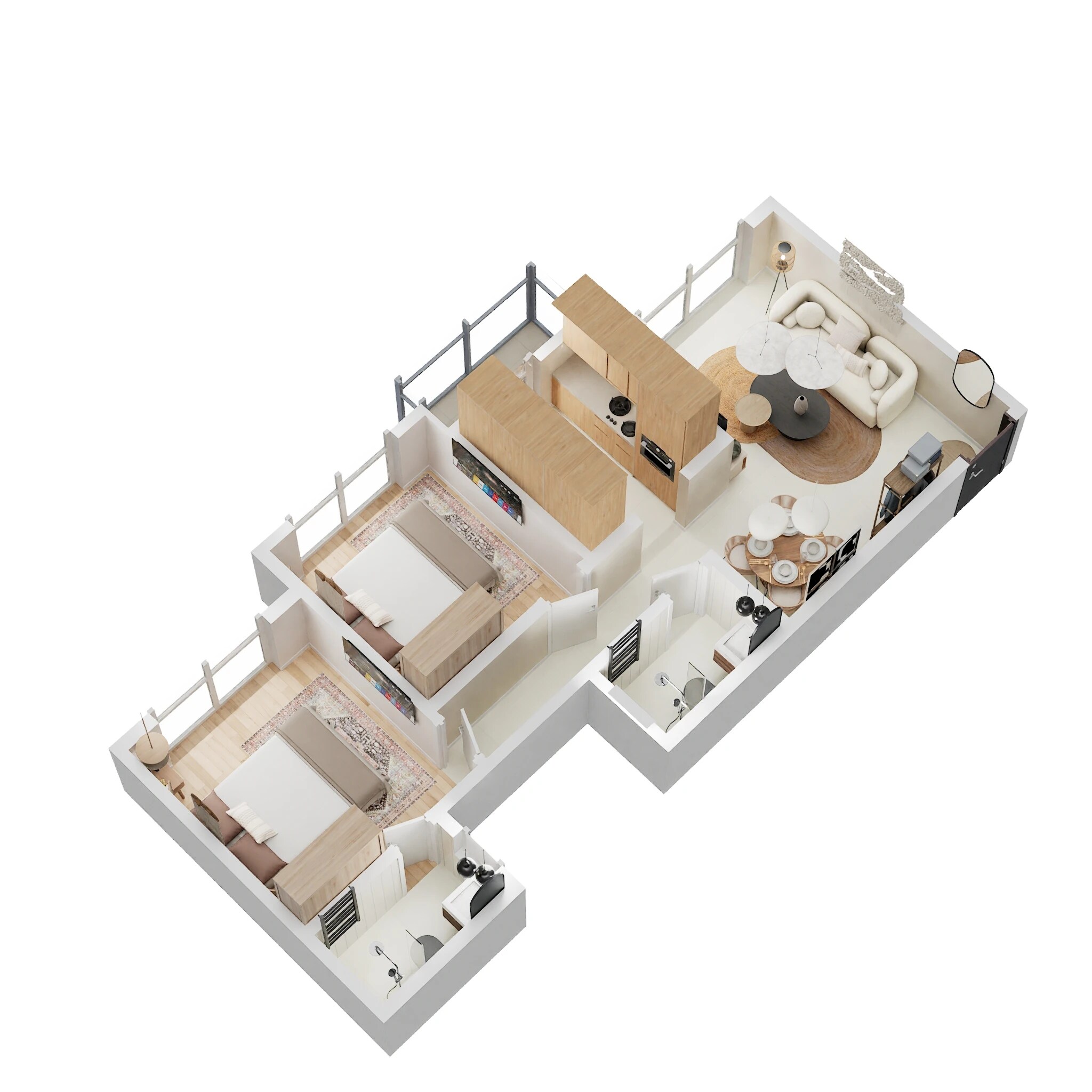 Floor plan of 2 BHK 561 Sq. Ft. Apartment in Vihang Atharva, Thane