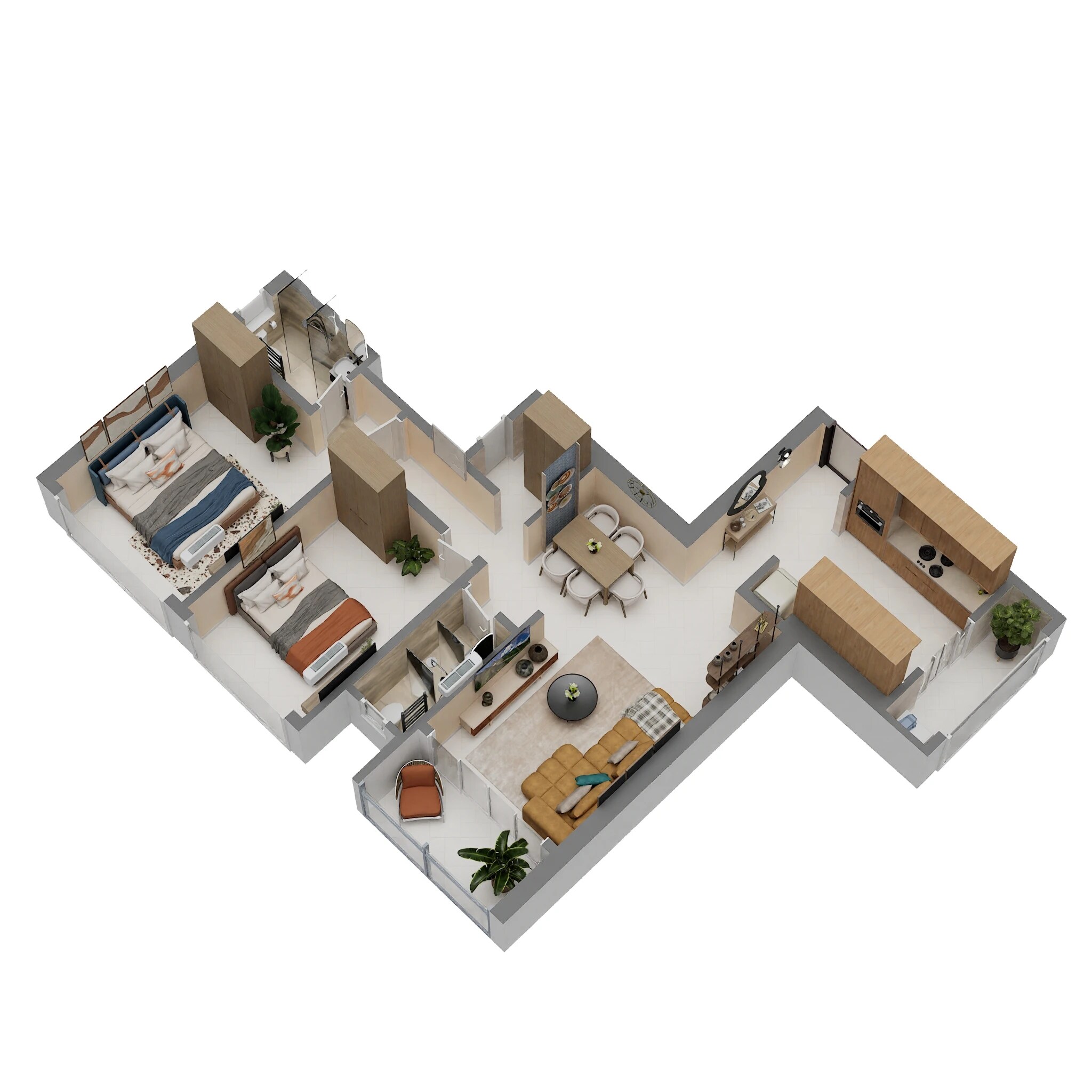 2 BHK 811 Sq. Ft. Apartment