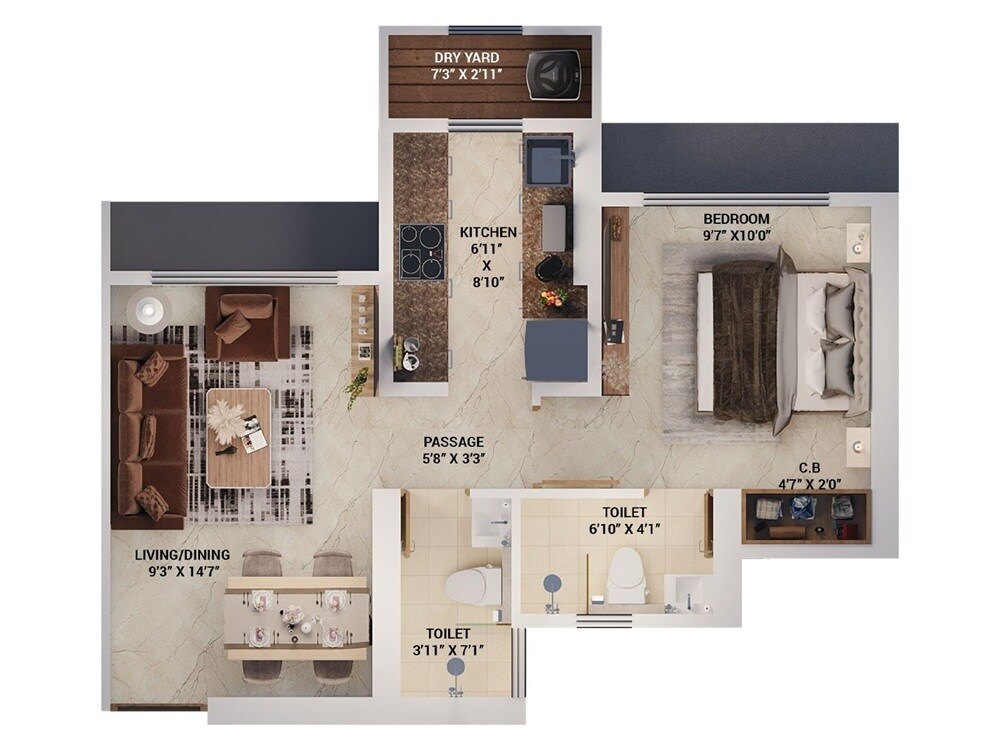 1 BHK 430 Sq. Ft. Apartment