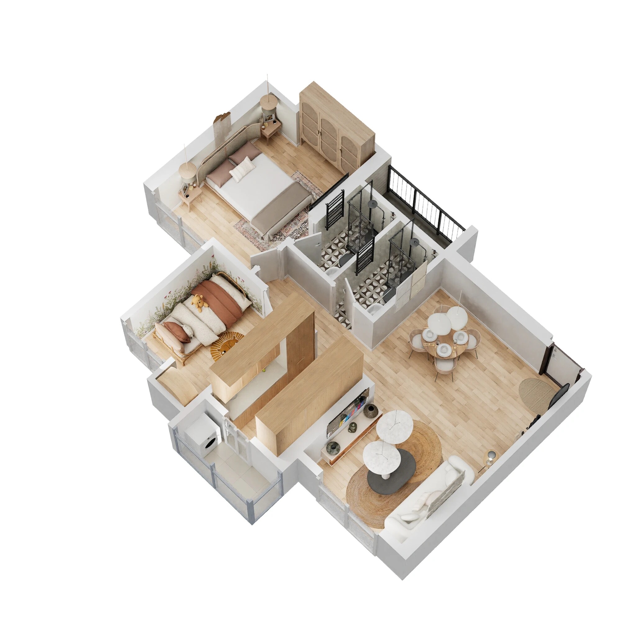 Floor plan of 2 BHK 630 Sq. Ft. Apartment in Vihang Evana, Thane