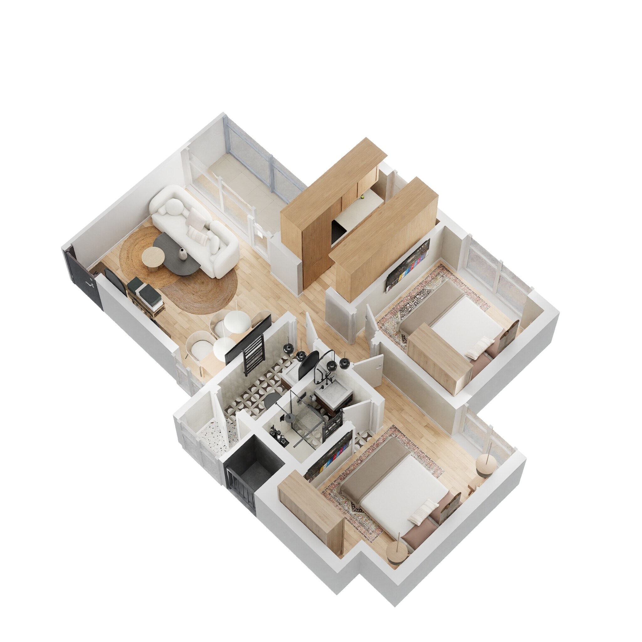 Floor plan of 2 BHK Apartment - 520 sq. ft. in Vihang Valley Phase 3, Thane