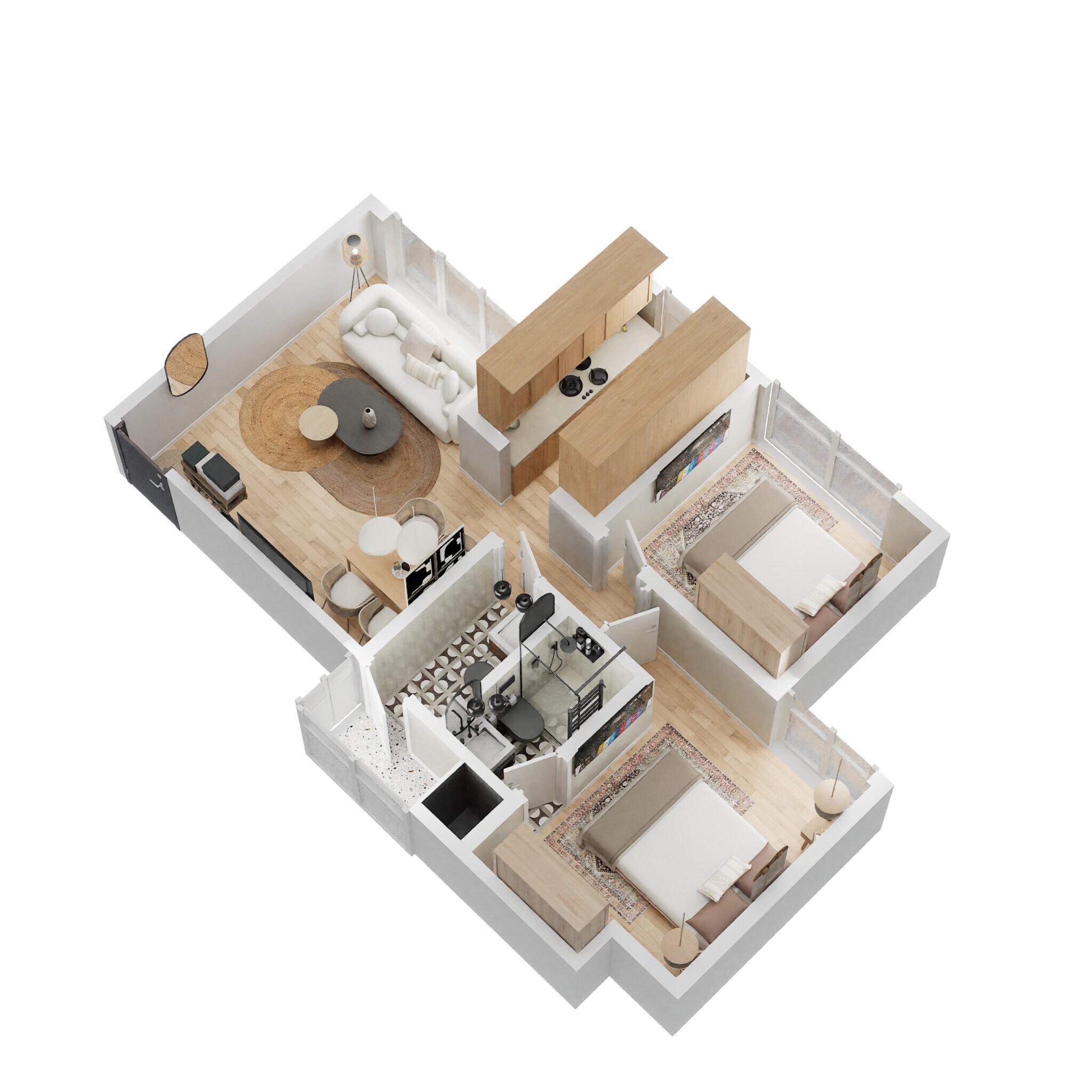 Floor plan of 2 BHK Apartment - 625 sq. ft. in Vihang Valley Phase 3, Thane