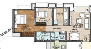 Floor plan of 1 BHK 384 Sq. Ft. Apartment in Vijay Orovia, Thane