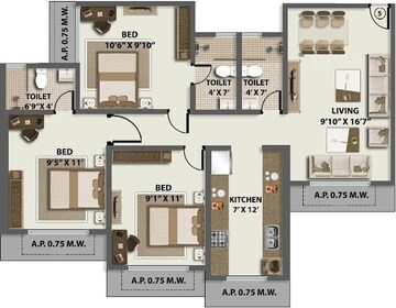  3 BHK Apartment at Vikas Ritz, Khadakpada – for Sale